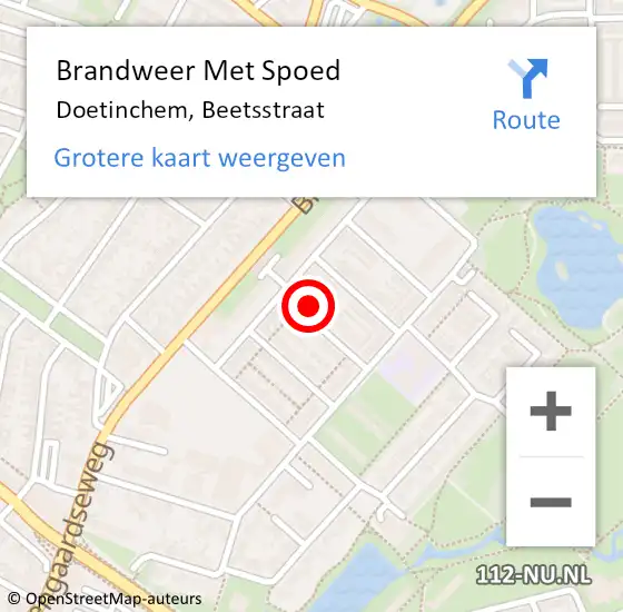 Locatie op kaart van de 112 melding: Brandweer Met Spoed Naar Doetinchem, Beetsstraat op 1 januari 2022 01:19