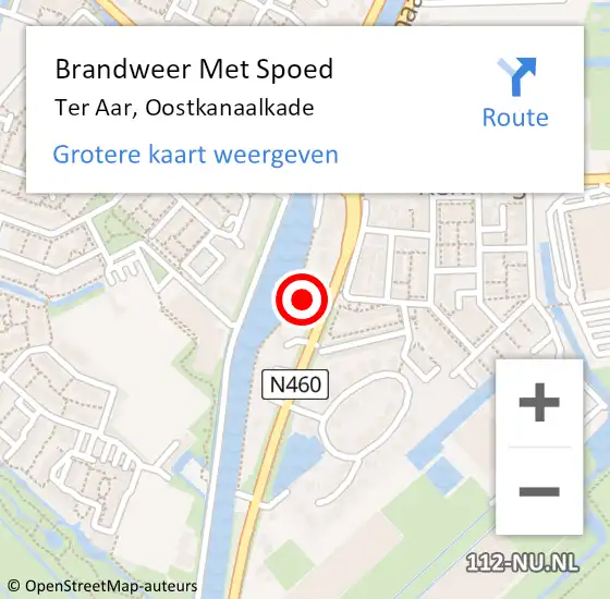 Locatie op kaart van de 112 melding: Brandweer Met Spoed Naar Ter Aar, Oostkanaalkade op 1 januari 2022 01:20