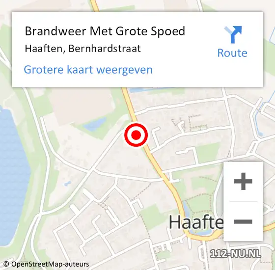 Locatie op kaart van de 112 melding: Brandweer Met Grote Spoed Naar Haaften, Bernhardstraat op 1 januari 2022 01:21