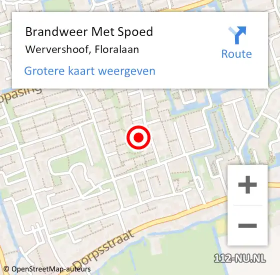 Locatie op kaart van de 112 melding: Brandweer Met Spoed Naar Wervershoof, Floralaan op 1 januari 2022 01:21