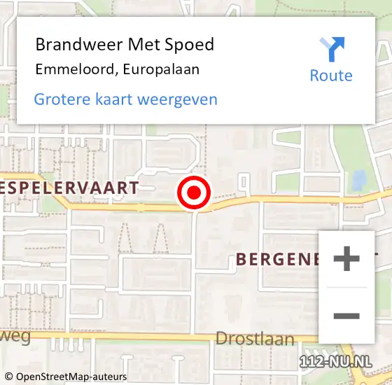 Locatie op kaart van de 112 melding: Brandweer Met Spoed Naar Emmeloord, Europalaan op 1 januari 2022 01:23