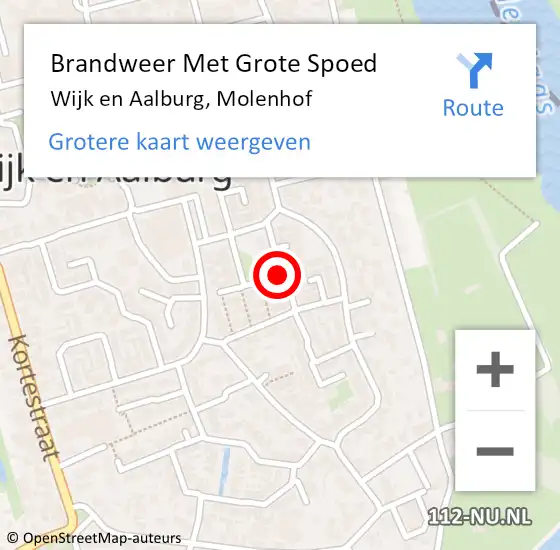 Locatie op kaart van de 112 melding: Brandweer Met Grote Spoed Naar Wijk en Aalburg, Molenhof op 1 januari 2022 01:23