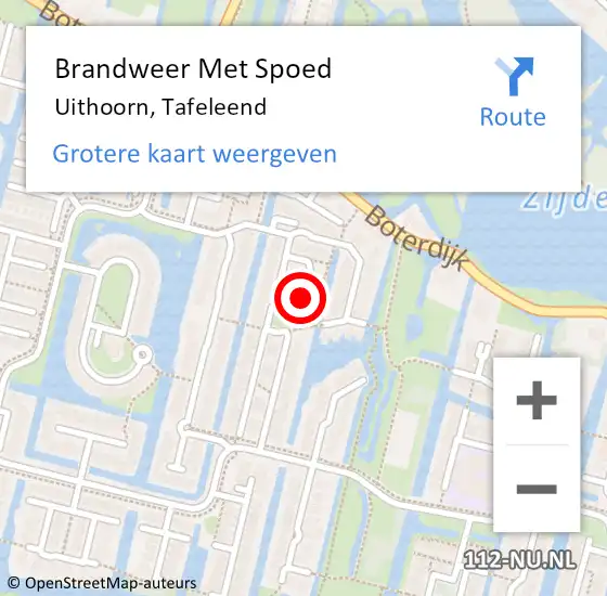 Locatie op kaart van de 112 melding: Brandweer Met Spoed Naar Uithoorn, Tafeleend op 1 januari 2022 01:31