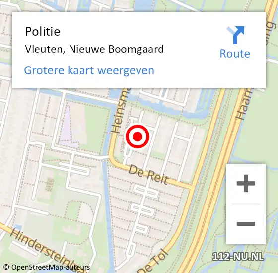 Locatie op kaart van de 112 melding: Politie Vleuten, Nieuwe Boomgaard op 1 januari 2022 01:32