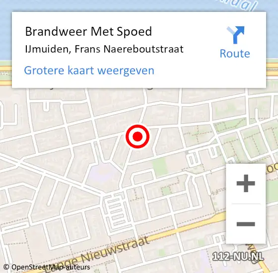 Locatie op kaart van de 112 melding: Brandweer Met Spoed Naar IJmuiden, Frans Naereboutstraat op 1 januari 2022 01:32