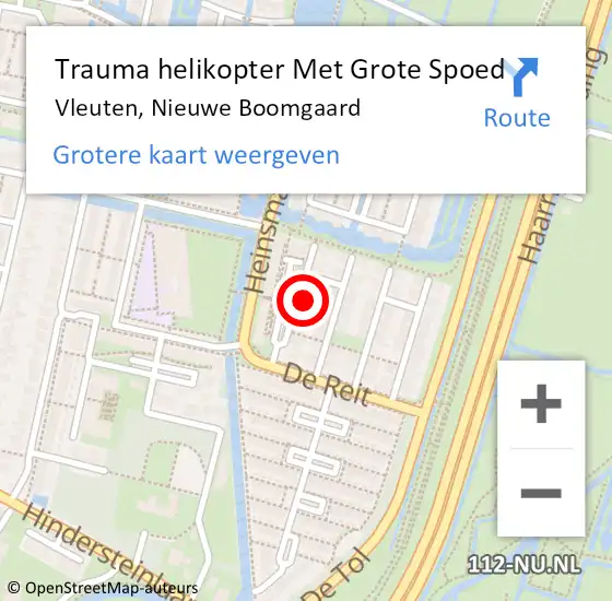 Locatie op kaart van de 112 melding: Trauma helikopter Met Grote Spoed Naar Vleuten, Nieuwe Boomgaard op 1 januari 2022 01:33