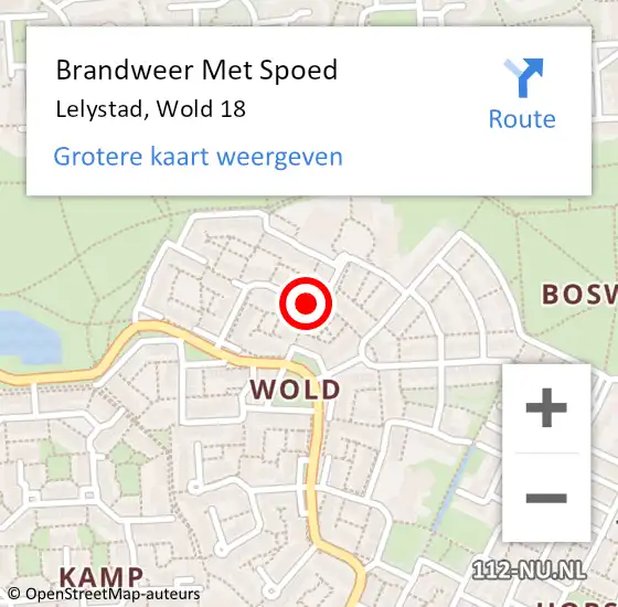 Locatie op kaart van de 112 melding: Brandweer Met Spoed Naar Lelystad, Wold 18 op 1 januari 2022 01:33