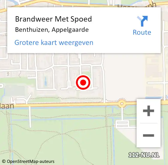 Locatie op kaart van de 112 melding: Brandweer Met Spoed Naar Benthuizen, Appelgaarde op 1 januari 2022 01:35