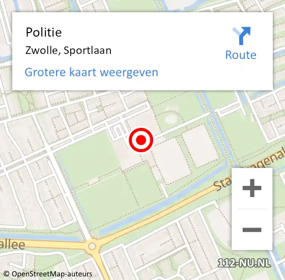 Locatie op kaart van de 112 melding: Politie Zwolle, Sportlaan op 1 januari 2022 01:37