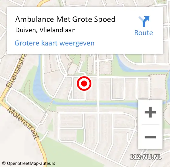 Locatie op kaart van de 112 melding: Ambulance Met Grote Spoed Naar Duiven, Vlielandlaan op 1 januari 2022 01:37