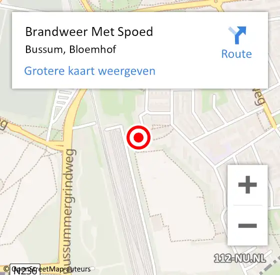 Locatie op kaart van de 112 melding: Brandweer Met Spoed Naar Bussum, Bloemhof op 1 januari 2022 01:45