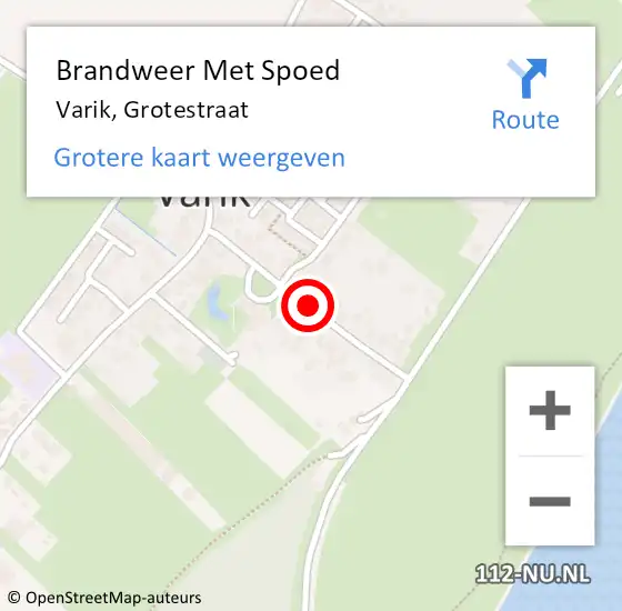 Locatie op kaart van de 112 melding: Brandweer Met Spoed Naar Varik, Grotestraat op 1 januari 2022 01:47