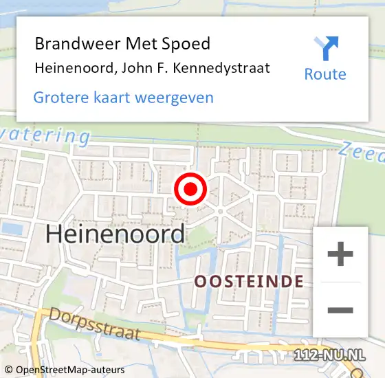 Locatie op kaart van de 112 melding: Brandweer Met Spoed Naar Heinenoord, John F. Kennedystraat op 1 januari 2022 01:48