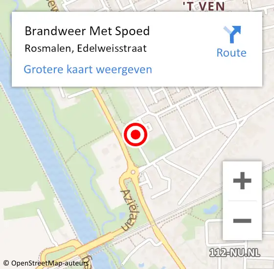 Locatie op kaart van de 112 melding: Brandweer Met Spoed Naar Rosmalen, Edelweisstraat op 1 januari 2022 01:50