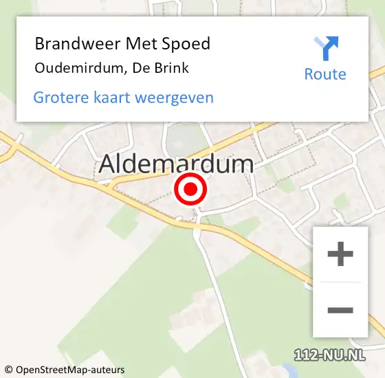 Locatie op kaart van de 112 melding: Brandweer Met Spoed Naar Oudemirdum, De Brink op 1 januari 2022 01:50