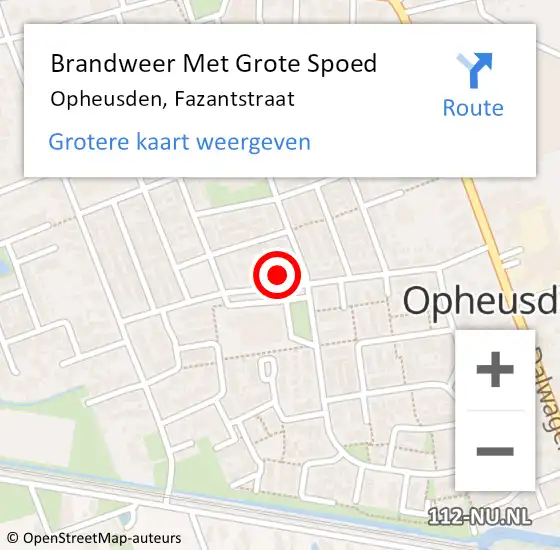 Locatie op kaart van de 112 melding: Brandweer Met Grote Spoed Naar Opheusden, Fazantstraat op 1 januari 2022 01:53