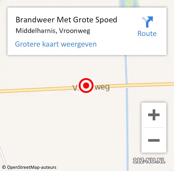 Locatie op kaart van de 112 melding: Brandweer Met Grote Spoed Naar Middelharnis, Vroonweg op 1 januari 2022 01:53