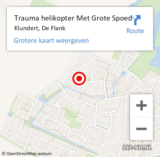 Locatie op kaart van de 112 melding: Trauma helikopter Met Grote Spoed Naar Klundert, De Flank op 1 januari 2022 01:56