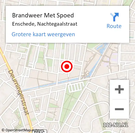 Locatie op kaart van de 112 melding: Brandweer Met Spoed Naar Enschede, Nachtegaalstraat op 1 januari 2022 01:56