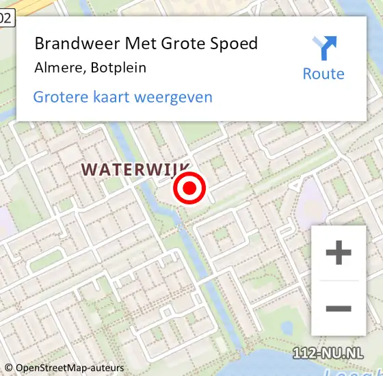 Locatie op kaart van de 112 melding: Brandweer Met Grote Spoed Naar Almere, Botplein op 1 januari 2022 01:57