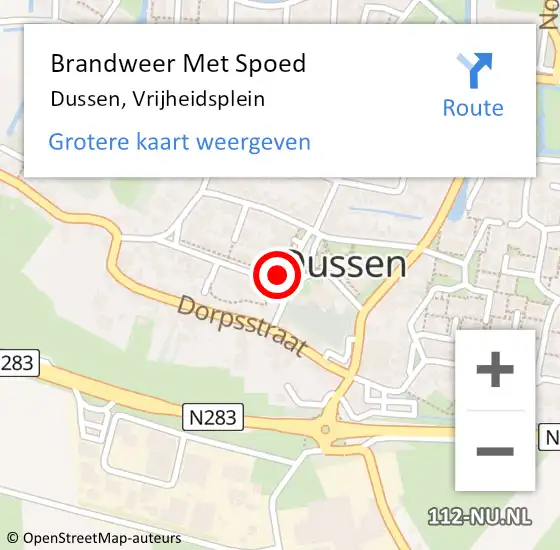 Locatie op kaart van de 112 melding: Brandweer Met Spoed Naar Dussen, Vrijheidsplein op 1 januari 2022 01:59