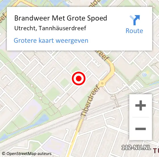 Locatie op kaart van de 112 melding: Brandweer Met Grote Spoed Naar Utrecht, Tannhäuserdreef op 1 januari 2022 02:02