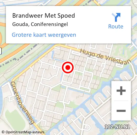 Locatie op kaart van de 112 melding: Brandweer Met Spoed Naar Gouda, Coniferensingel op 1 januari 2022 02:02