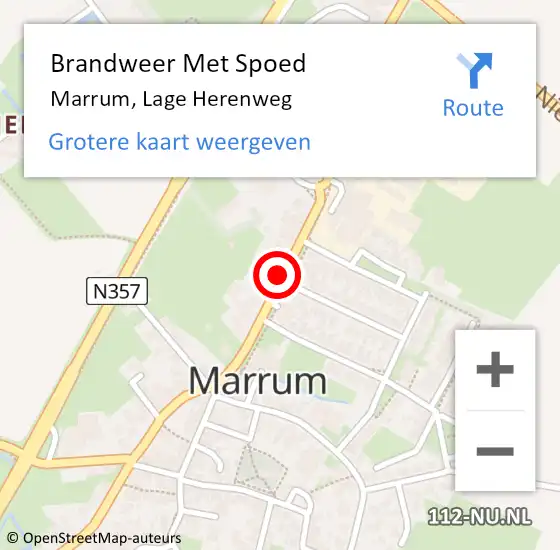 Locatie op kaart van de 112 melding: Brandweer Met Spoed Naar Marrum, Lage Herenweg op 1 januari 2022 02:03