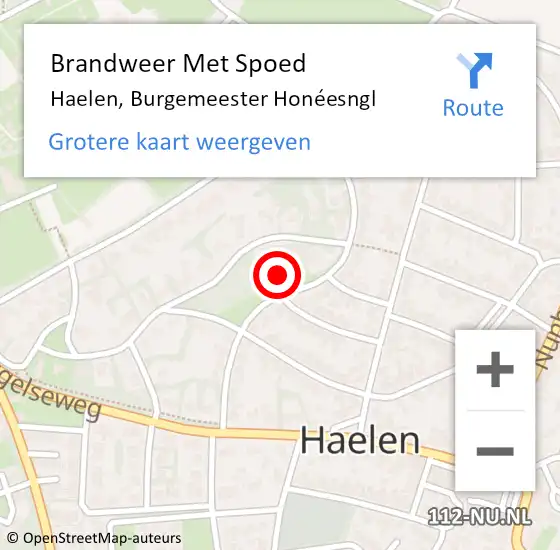 Locatie op kaart van de 112 melding: Brandweer Met Spoed Naar Haelen, Burgemeester Honéesngl op 1 januari 2022 02:05