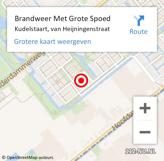 Locatie op kaart van de 112 melding: Brandweer Met Grote Spoed Naar Kudelstaart, van Heijningenstraat op 1 januari 2022 02:05