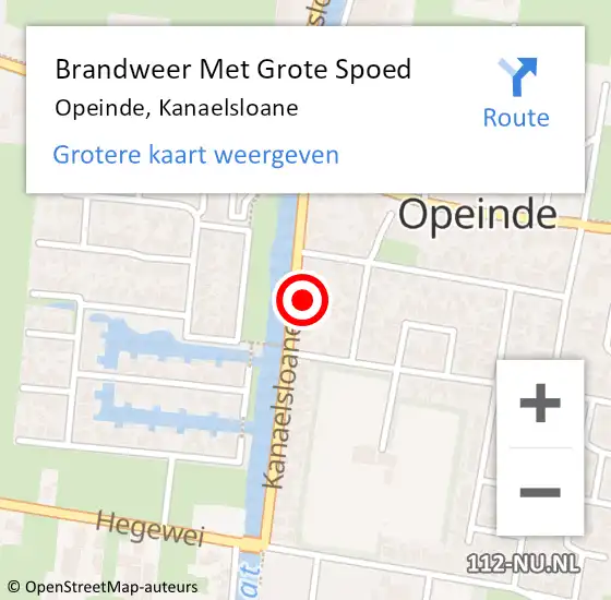 Locatie op kaart van de 112 melding: Brandweer Met Grote Spoed Naar Opeinde, Kanaelsloane op 1 januari 2022 02:05