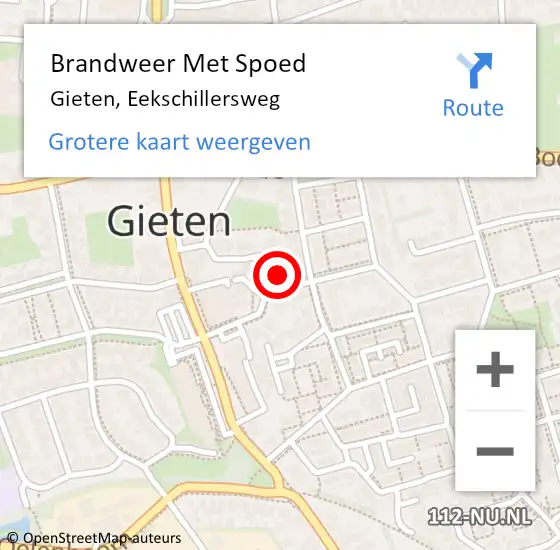 Locatie op kaart van de 112 melding: Brandweer Met Spoed Naar Gieten, Eekschillersweg op 1 januari 2022 02:07