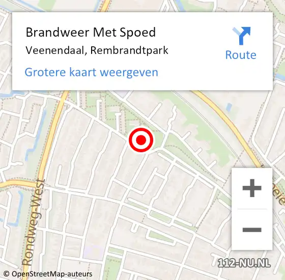 Locatie op kaart van de 112 melding: Brandweer Met Spoed Naar Veenendaal, Rembrandtpark op 1 januari 2022 02:09