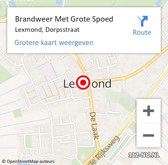 Locatie op kaart van de 112 melding: Brandweer Met Grote Spoed Naar Lexmond, Dorpsstraat op 1 januari 2022 02:09