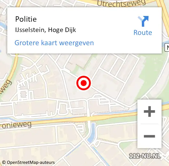 Locatie op kaart van de 112 melding: Politie IJsselstein, Hoge Dijk op 1 januari 2022 02:13