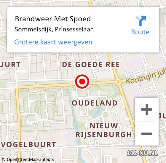 Locatie op kaart van de 112 melding: Brandweer Met Spoed Naar Sommelsdijk, Prinsesselaan op 1 januari 2022 02:15