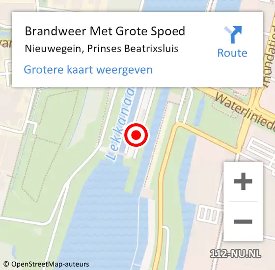 Locatie op kaart van de 112 melding: Brandweer Met Grote Spoed Naar Nieuwegein, Prinses Beatrixsluis op 1 januari 2022 02:22