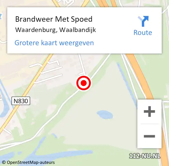 Locatie op kaart van de 112 melding: Brandweer Met Spoed Naar Waardenburg, Waalbandijk op 1 januari 2022 02:30