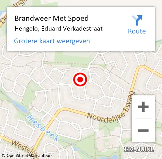 Locatie op kaart van de 112 melding: Brandweer Met Spoed Naar Hengelo, Eduard Verkadestraat op 1 januari 2022 02:38