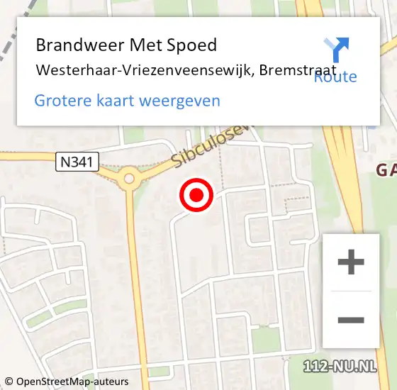 Locatie op kaart van de 112 melding: Brandweer Met Spoed Naar Westerhaar-Vriezenveensewijk, Bremstraat op 1 januari 2022 02:40