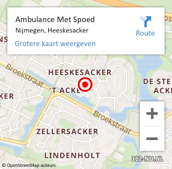 Locatie op kaart van de 112 melding: Ambulance Met Spoed Naar Nijmegen, Heeskesacker op 1 januari 2022 02:46