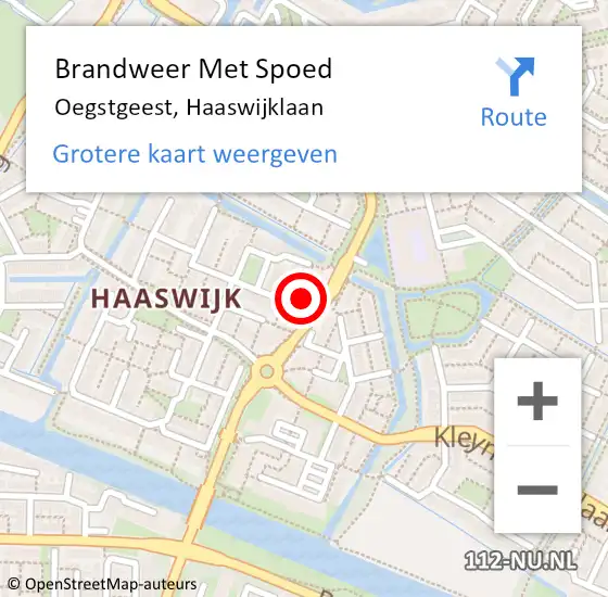 Locatie op kaart van de 112 melding: Brandweer Met Spoed Naar Oegstgeest, Haaswijklaan op 1 januari 2022 02:57