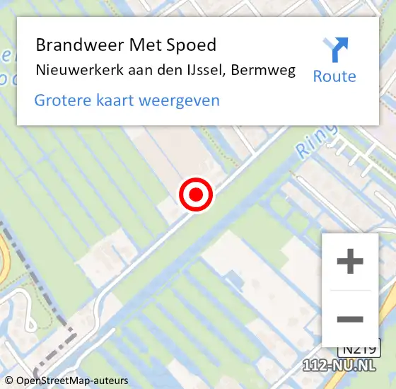 Locatie op kaart van de 112 melding: Brandweer Met Spoed Naar Nieuwerkerk aan den IJssel, Bermweg op 1 januari 2022 02:58