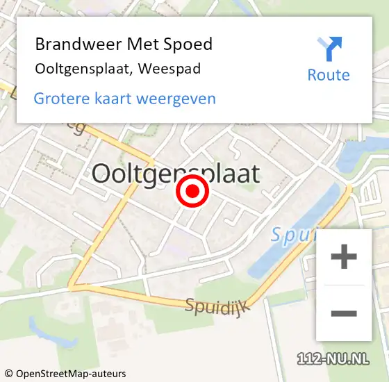 Locatie op kaart van de 112 melding: Brandweer Met Spoed Naar Ooltgensplaat, Weespad op 1 januari 2022 03:02