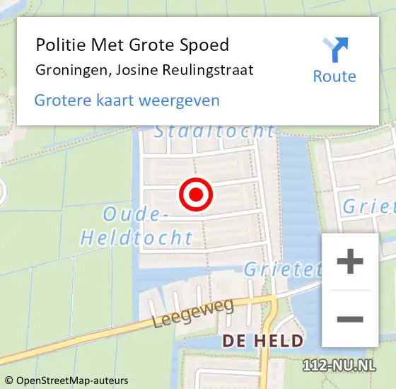 Locatie op kaart van de 112 melding: Politie Met Grote Spoed Naar Groningen, Josine Reulingstraat op 1 januari 2022 03:02