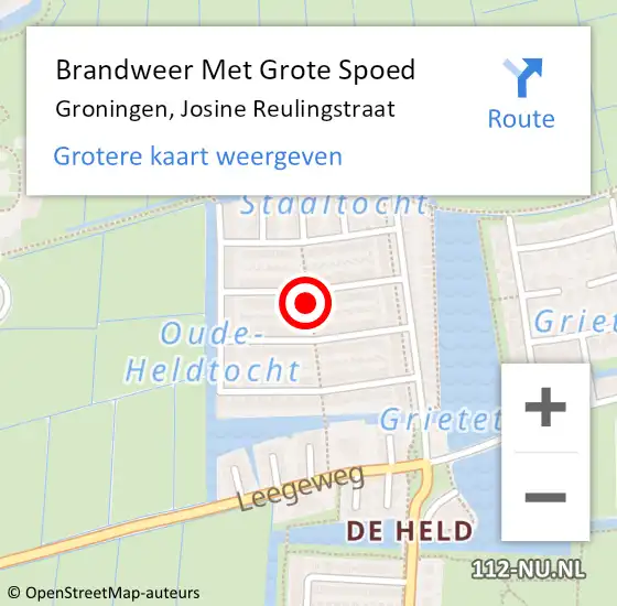 Locatie op kaart van de 112 melding: Brandweer Met Grote Spoed Naar Groningen, Josine Reulingstraat op 1 januari 2022 03:03