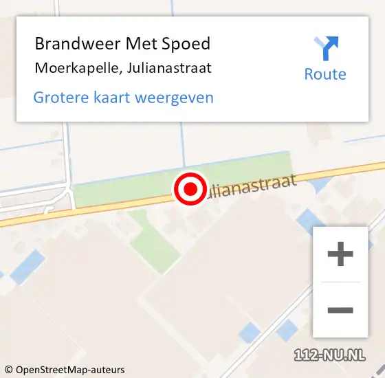 Locatie op kaart van de 112 melding: Brandweer Met Spoed Naar Moerkapelle, Julianastraat op 1 januari 2022 03:08