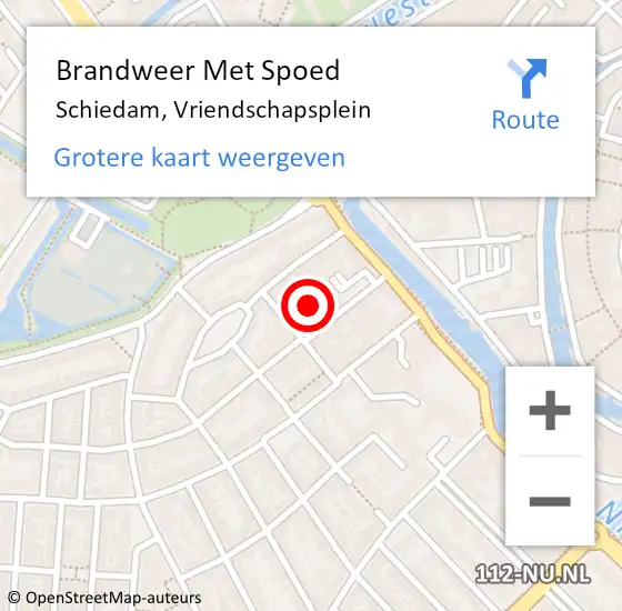 Locatie op kaart van de 112 melding: Brandweer Met Spoed Naar Schiedam, Vriendschapsplein op 1 januari 2022 03:10