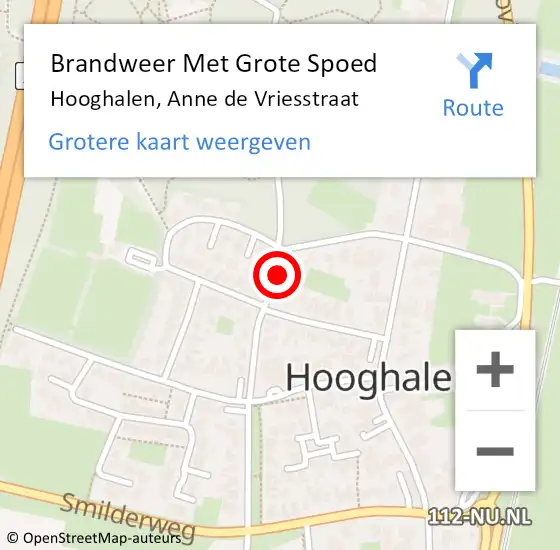 Locatie op kaart van de 112 melding: Brandweer Met Grote Spoed Naar Hooghalen, Anne de Vriesstraat op 1 januari 2022 03:17