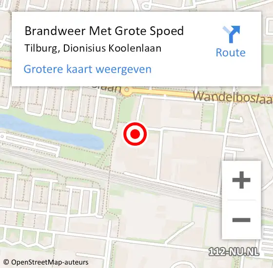 Locatie op kaart van de 112 melding: Brandweer Met Grote Spoed Naar Tilburg, Dionisius Koolenlaan op 1 januari 2022 03:20